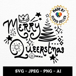 Joyeux Queerstmas SVG, PNG et autres, LGBTQ Christmas Card svg, Gay Christmas png, Gay Holiday Graphic, lgbtq Holiday svg, Bi Christmas png