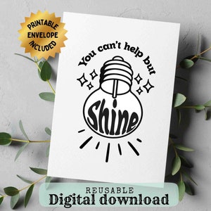You Shine Karte zum Ausdrucken, Vertrauenskarte, 12x18-Zoll-Freundeskarte, Ermutigungskarte, Support-Karte, süße leere Karte für Elektriker