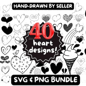 Hand Drawn Heart Bundles, Heart Clip Art Bundle, Hand Drawn Heart SVG, Heart Outline svg, Heart Cut File Bundle, Sketch Heart SVG, Heart png