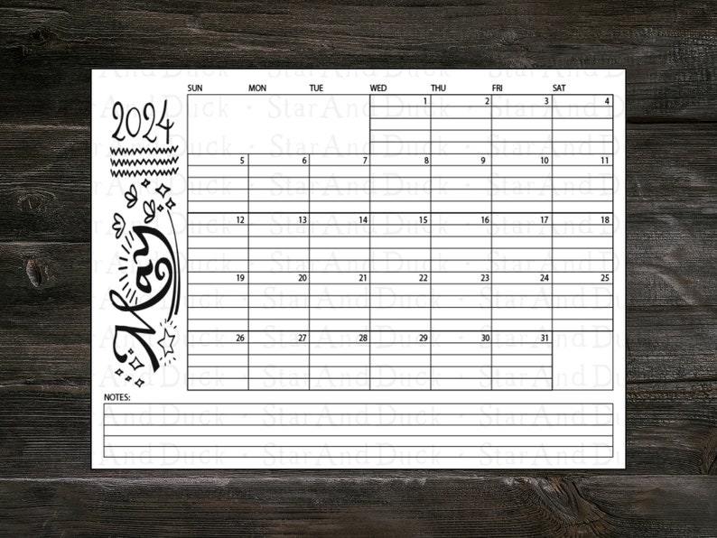 May 2024 Printable Calendar, Monthly Calendar Printable, U.S. Letter