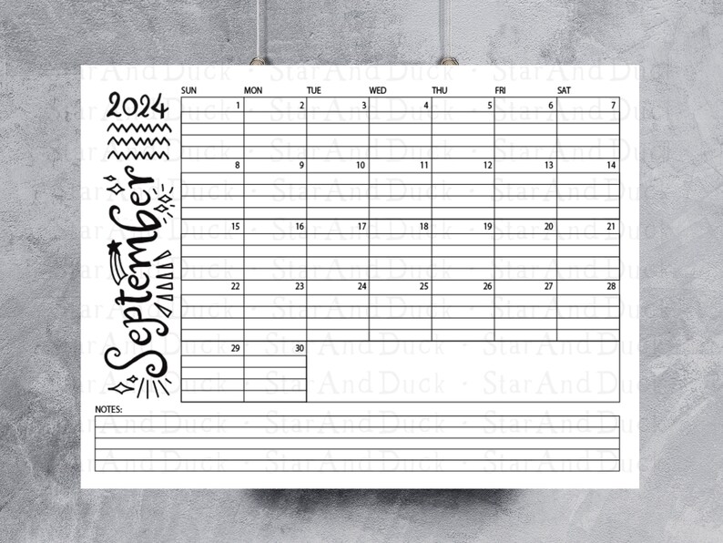 September 2024 Printable Calendar, Monthly Calendar Printable, U.S ...