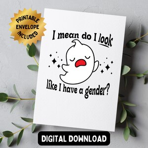 Niet-binaire ondersteuningskaart en envelop afdrukbare PDF, grappige queerkaart met envelop, transpride-wenskaart, nu thuis afdrukken