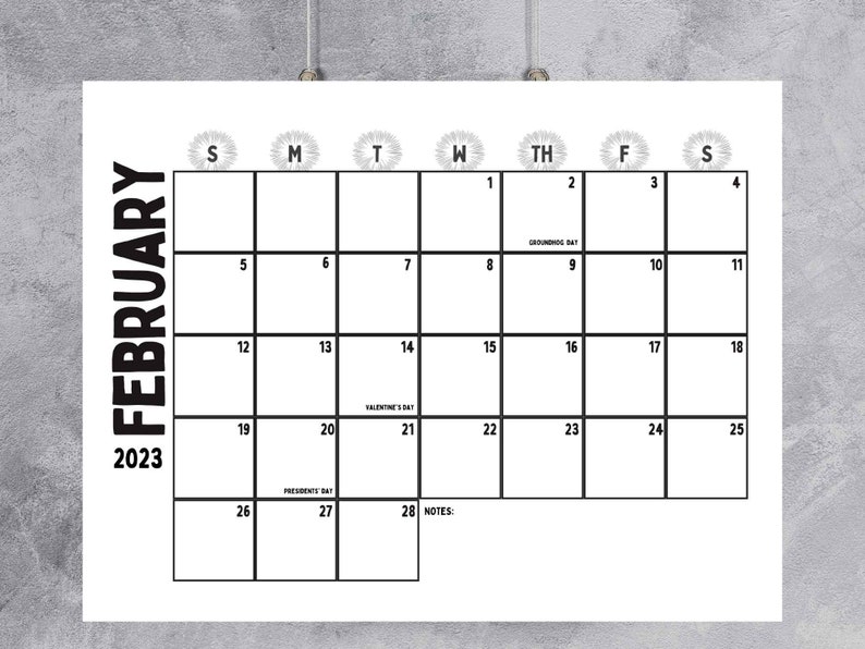 Printable February 2023 Calendar Holidays Included Etsy