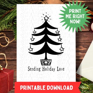 Afdrukbare kerstkaart | Afdrukbare kerstwenskaart | Handgetekend | Vakantie liefdeskaart | Digitale kerstafdrukken | NU AFDRUKKEN