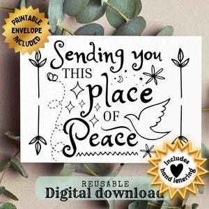 Tarjeta de paz imprimible, tarjeta edificante, tarjeta de simpatía imprimible, tarjeta pensando en usted, 5x7 pulgadas, tarjeta de amor, tarjeta de apoyo, simpatía por mascota