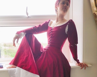 14th century Kirtle, 14th century dress, Medieval kirtle, fantasy dress, LARP dress, peasant dress, 100% cotton dress
