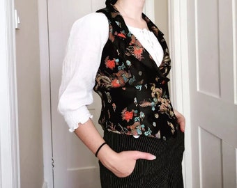 Seidenweste, Retro Weste, Seidentop, zweireihiges Top, Steampunk Kleidung, viktorianische Weste