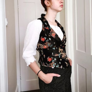 Silk waistcoat, retro waistcoat, silk top, double breasted top, steampunk clothing, Victorian waistcoat