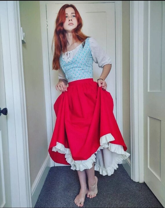18th Century Skirt Hobbit Skirt Red Skirt Peasant Skirt Cottage Core Skirt Period Skirt Etsy