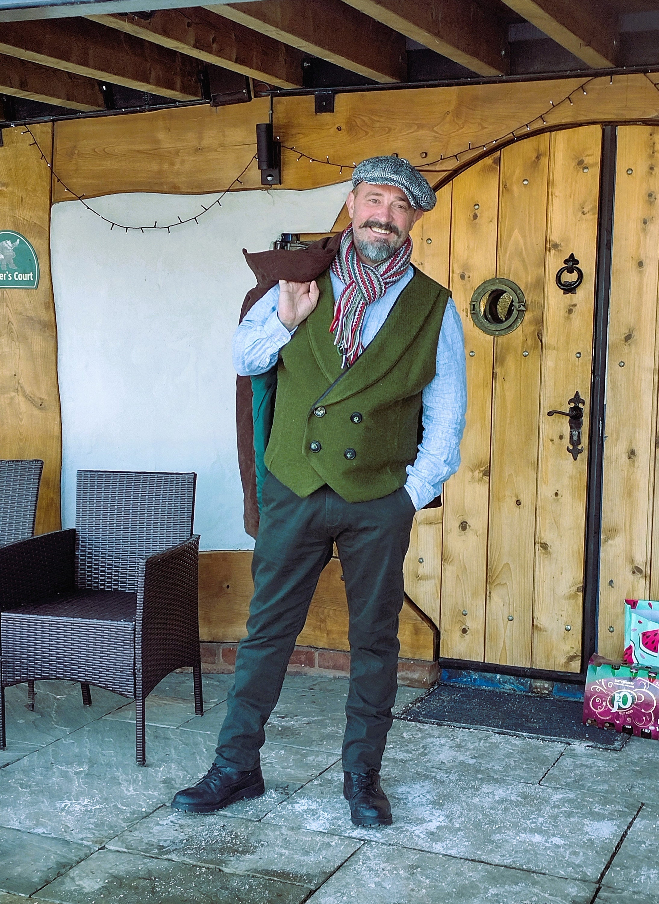 Men&#39;s waistcoat, Green waistcoat, Double-breasted waistcoat, Wool waistcoat, Hobbit waistcoat