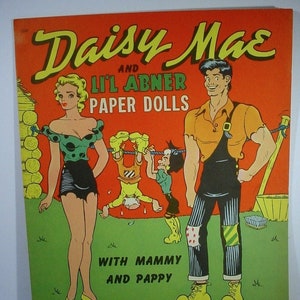 Vintage Un-cut Daisy Mae & Li&#39;l Abner Paper Dolls, Call Capp, Saalfield, 1951