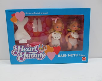 Mattel NRFB The Heart Family Baby Wets Babies, 1987