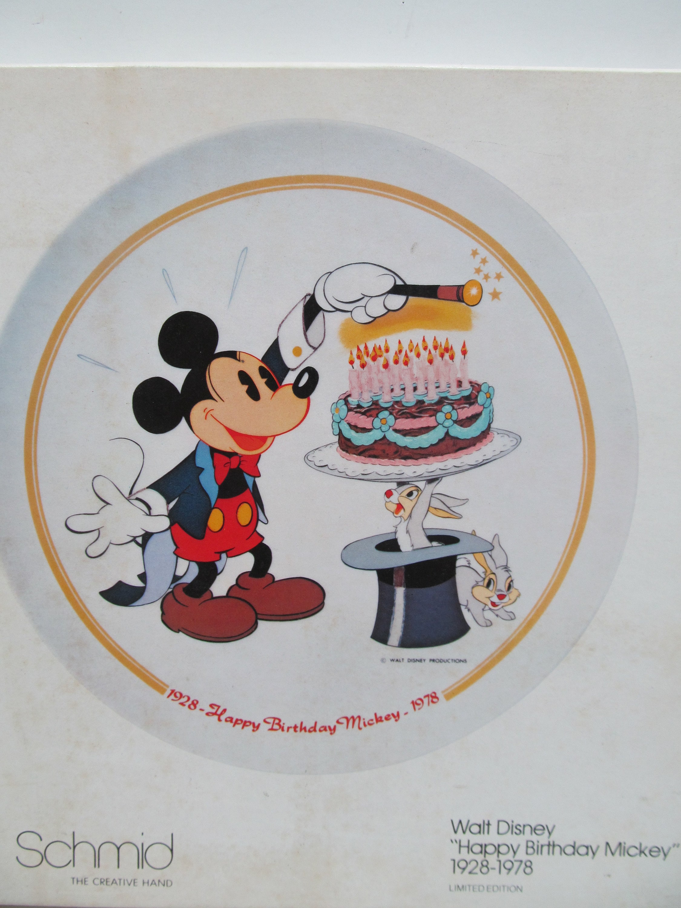 Schmidビンテージハッピーバースデーミッキー1978年記念プレート Schmidビンテージハッピーバースデーミッキー1978年記念プレート