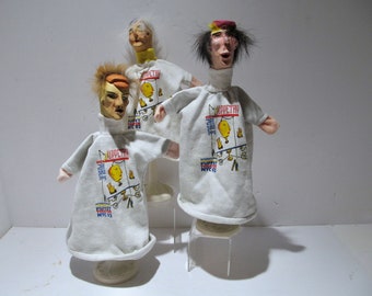 Set of Three Hand Crafted Hand Puppets from The International Festival of Puppet Theater NYC...