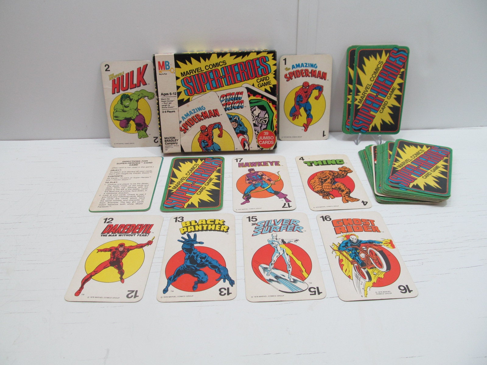 1978 Marvel Comics Super-Heroes Card Game Complete-All 39 Cards +  Instructions