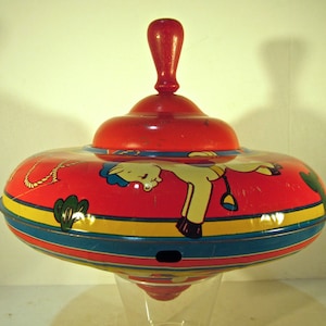 Rare, 1940&#39;s Ohio Art Tin Top with Children Western Theme