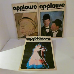 3 Issues of Hollywood Cinema Mag. Applause, 1971, Laurel & Hardy, WC Fiends, Astaire and Rogers