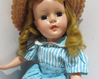 Charming Vintage 15&quot; Hard Plastic Girl Doll, 1950&#39;s