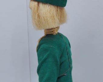 Vintage Jointed Wooden Bellhop Doll, 1950's, Made in Poland