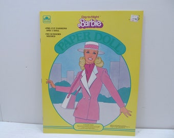 vintage Poupées en papier Barbie jour et nuit non découpées, Un livre d'or, 1985