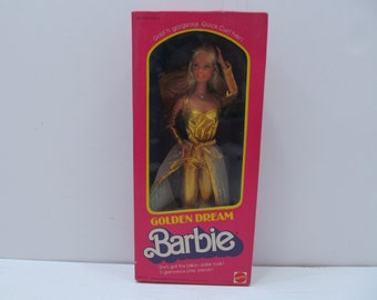NRFB Golden Dream Barbie, Mattel, 1980