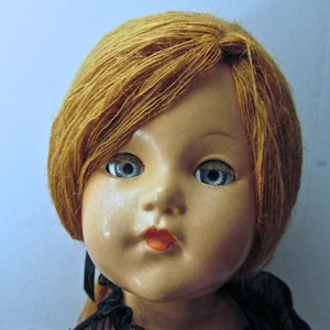 Effanbee Compo 21&quot; Little Lady, Anne Shirley Doll in Black Negligee& Yarn Hair, 1944