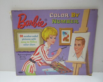 1962 Barbie Paint by Number Book Vintage Jumbo Activity Book - Etsy