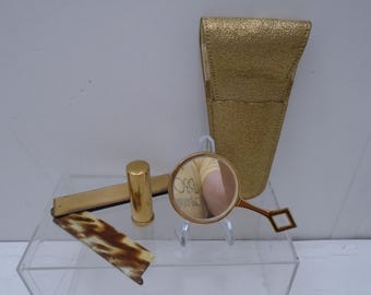 Vintage lippenstift, kam en spiegelset, jaren 60