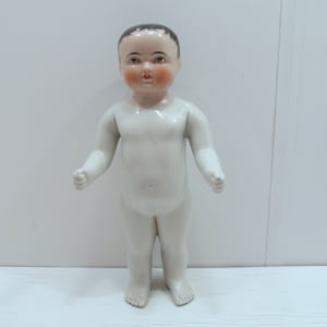 Antique Large Frozen Charlie China Doll, 1800&#39;s, Pink Tint