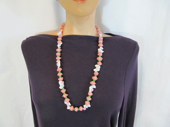 Poured Glass Bead and Floral Necklace - image 1