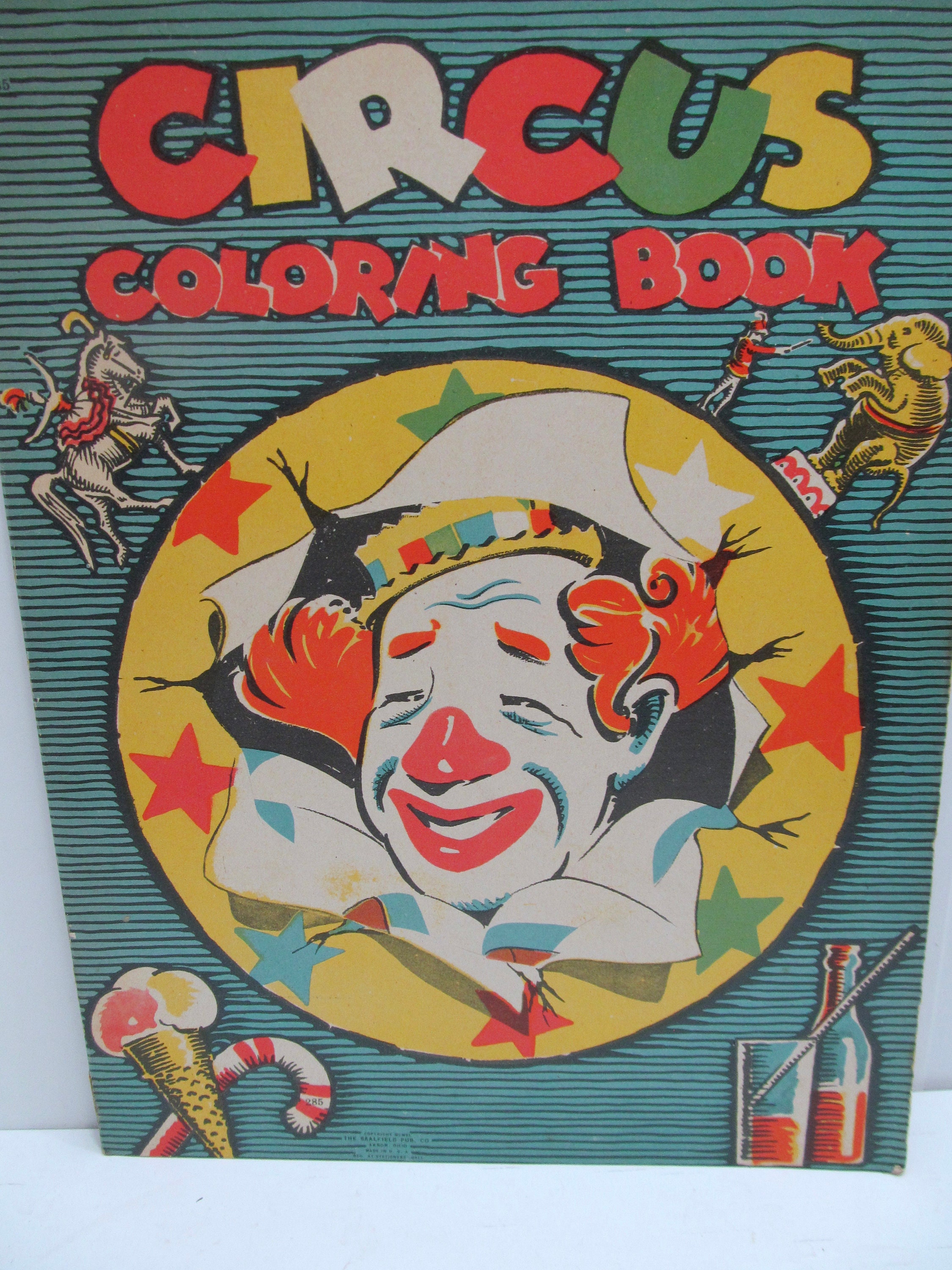 Saalfield ヴィンテージ 塗り絵 1940年代 3冊セット USA Vintage Circus Coloring Book, Un-used, Saalfield, 1940 - Etsy