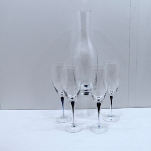 Orrefors,Intermezzo Pattern Wine Carafe and 4 Glasses Never Used