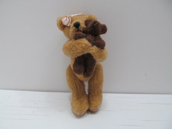 Barbara Bokowski 3 Inch Jointed Teddy Bear Holding Baby Bear 1990 s Etsy UK