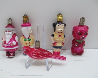 1940's Figurale Weihnachtsglühbirnen, Milchglas, Disney & More