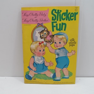 Tiny Chatty Baby and Brother Sticker Fun Book, Whitman 1964