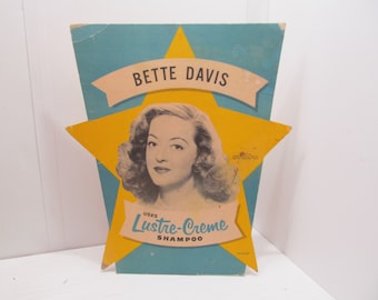 Bette Davis Lustre Creme Shampoo Stand Up Advertising Poster, 1951