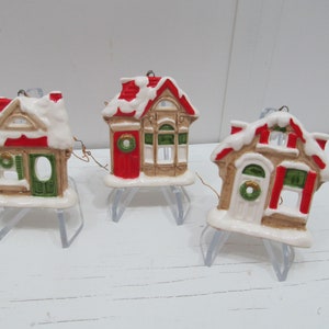 3 Fitz and Floyd handbemalte Weihnachtsornamente aus Porzellan, 1978
