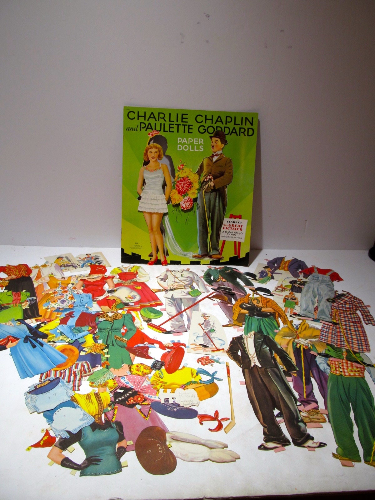 Rare Charlie Chaplin Paulette Goddard Paper Dolls, 1941