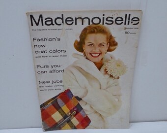 Mademoiselle Fashion Magazine, Oct. 1958 /Paris Fashions/U.S. Reproductions