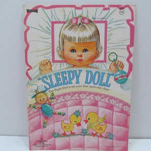 Vintage Artcraft Sleepy Doll Papierpuppen, 1971, Un-Cut