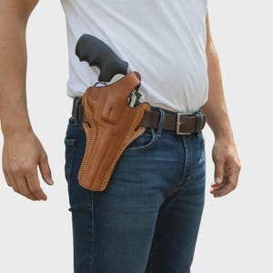 Étui OWB en cuir pour Colt Python 357 Magnum, 6 pouces, à dégagement par le pouce