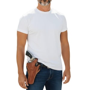 Colt Anaconda holster .44 Magnum 6 inch | OWB leren riemholster | .44 Mag duimvergrendeling | Rechtshandig