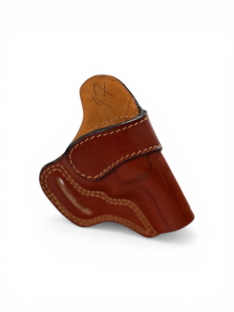 Fundas de cuero para espada Ruger SP101 de 3 pulgadas, para porte externo, para diestros, color marrón y negro. imagen 3