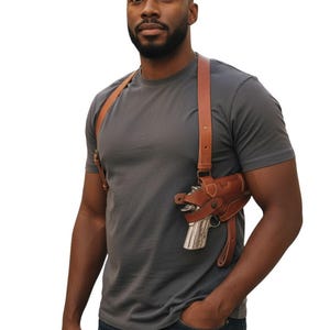 Système d'étuis à bandoulière horizontaux en cuir pour votre GLOCK 17-19-21