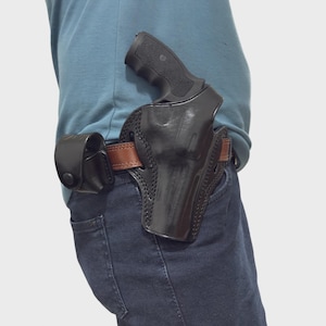 OWB Leather Holster Ruger GP100 4 Inch 357 Magnum Speed Loader Set Right