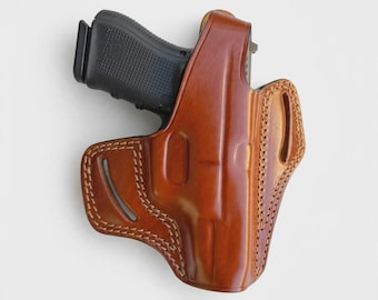 Leren OWB-holster voor Glock 17 22 - Duimvergrendeling Rechtshandig