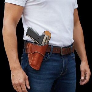 Handgemaakte leren pistoolholster met zwaard voor Baretta M9-A1 leren OWB-holster zwart en bruin