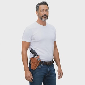 OWB Leather Belt Holster Smith Wesson 686 Plus 4 Inch 586 Right Hand Pancake
