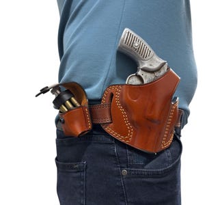 Funda SWORD hecha a mano para revólver Smith Wesson 357 de 2 y 2,5 pulgadas OWB + Speedloader