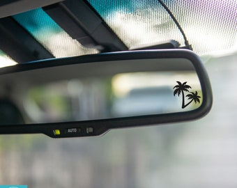 Palm Tree Decal, Beachy, Summery, Double Palm, Ocean, Rearview Mirror Decal, Mini Decal, Indoor/Outdoor Vinyl, Many Colors, FREE SHIPPING